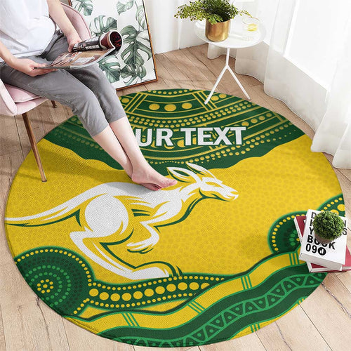 Custom Australia Hockeyroos Round Carpet Aussie Kangaroo Indigenous Art