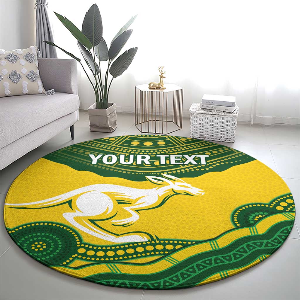 Custom Australia Hockeyroos Round Carpet Aussie Kangaroo Indigenous Art
