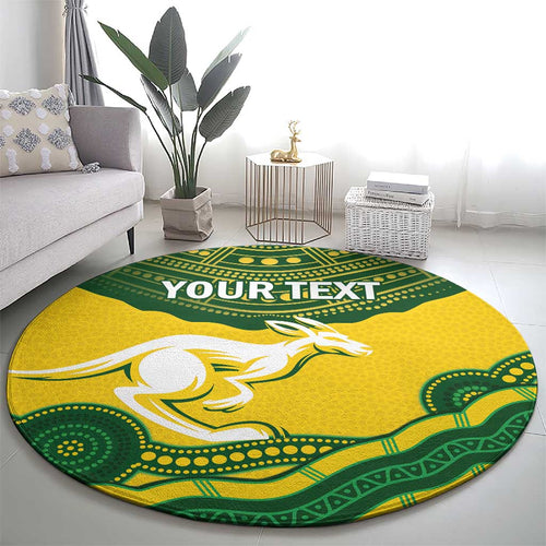 Custom Australia Hockeyroos Round Carpet Aussie Kangaroo Indigenous Art