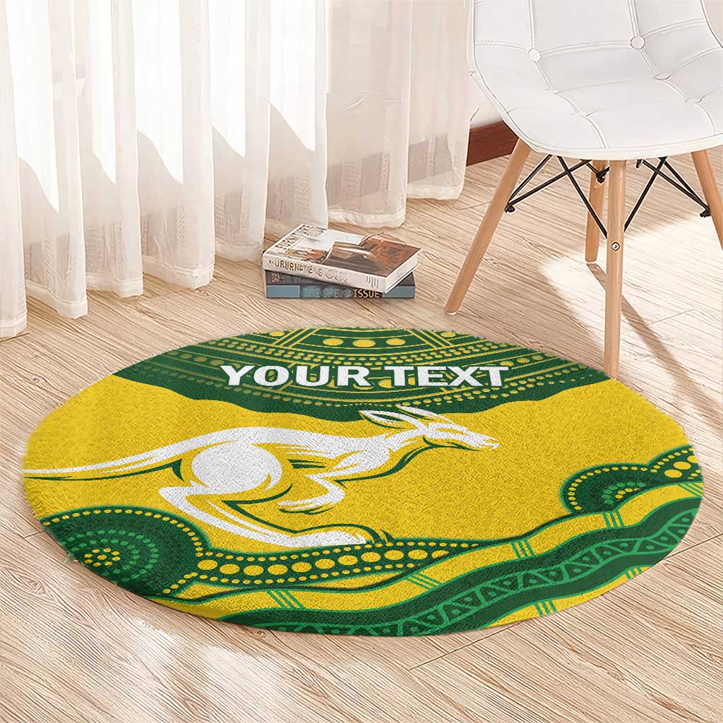 Custom Australia Hockeyroos Round Carpet Aussie Kangaroo Indigenous Art