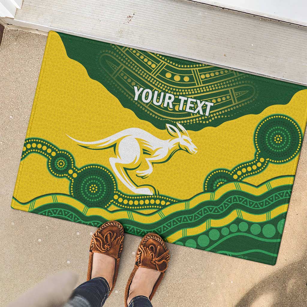 Custom Australia Hockeyroos Rubber Doormat Aussie Kangaroo Indigenous Art