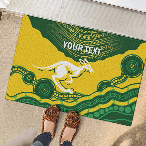 Custom Australia Hockeyroos Rubber Doormat Aussie Kangaroo Indigenous Art