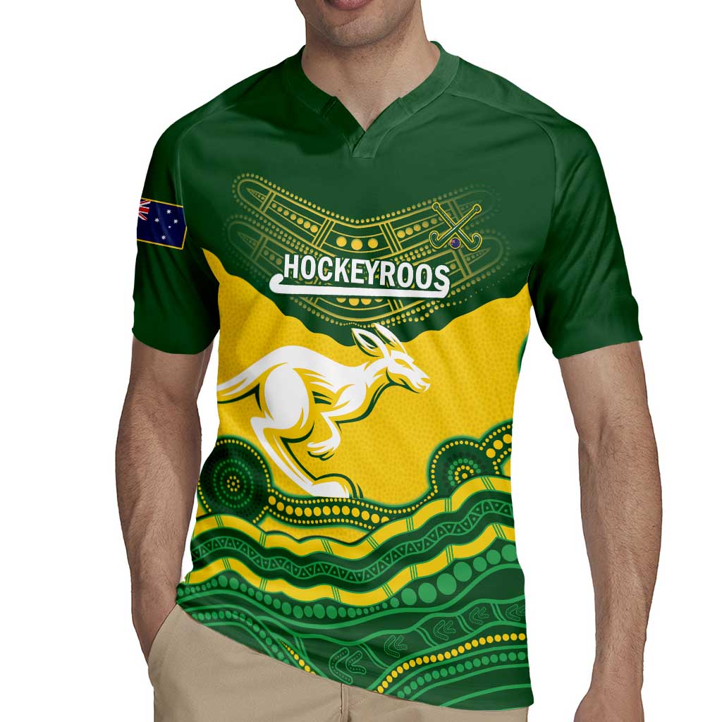 Custom Australia Hockeyroos Rugby Jersey Aussie Kangaroo Indigenous Art