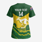 Custom Australia Hockeyroos Scrub Top Aussie Kangaroo Indigenous Art - Aussie Hoodie