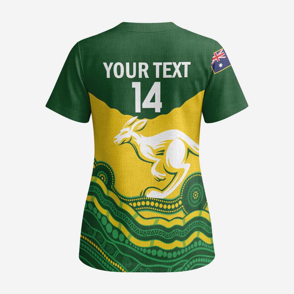 Custom Australia Hockeyroos Scrub Top Aussie Kangaroo Indigenous Art - Aussie Hoodie