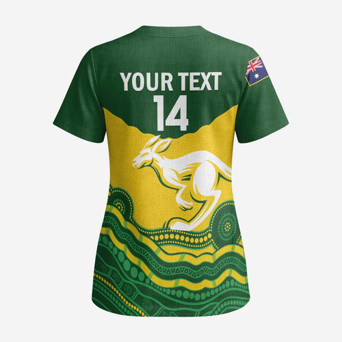 Custom Australia Hockeyroos Scrub Top Aussie Kangaroo Indigenous Art - Aussie Hoodie