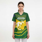 Custom Australia Hockeyroos Scrub Top Aussie Kangaroo Indigenous Art - Aussie Hoodie