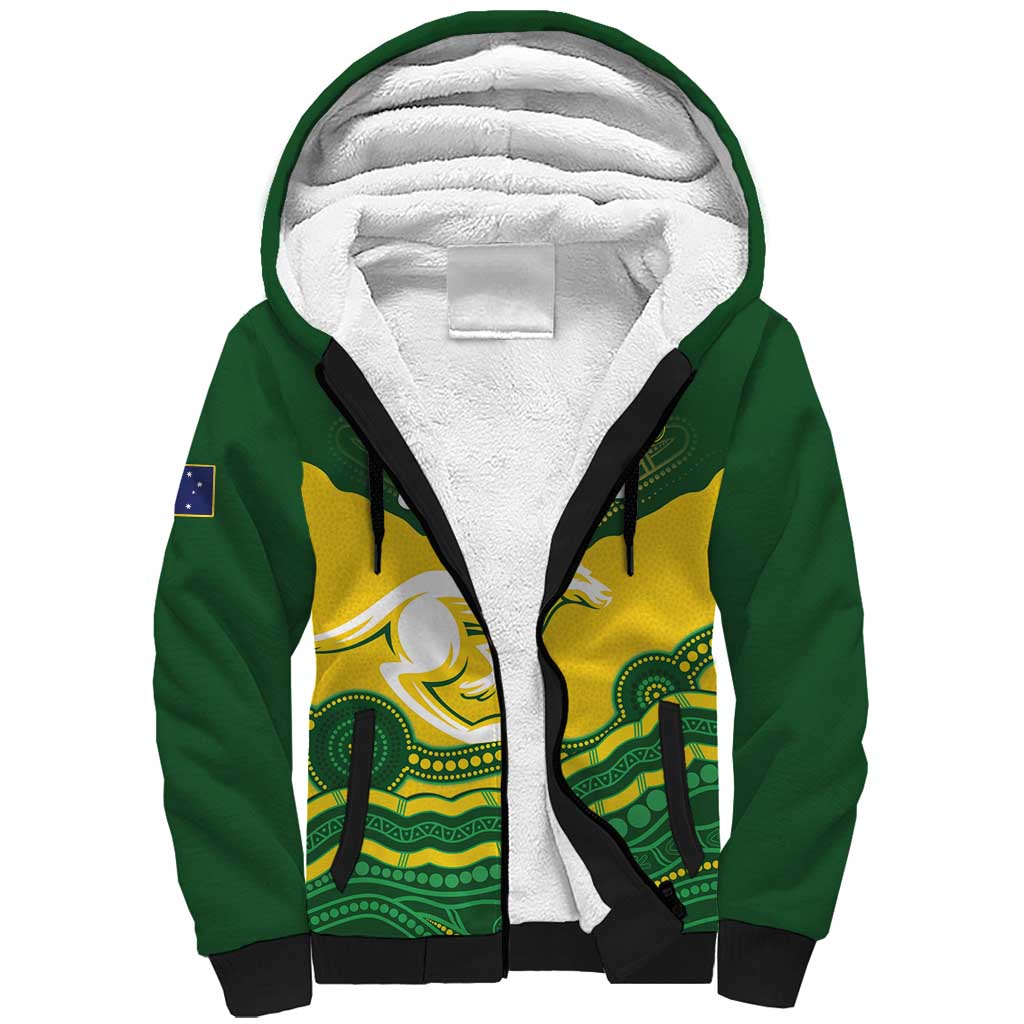 Custom Australia Hockeyroos Sherpa Hoodie Aussie Kangaroo Indigenous Art