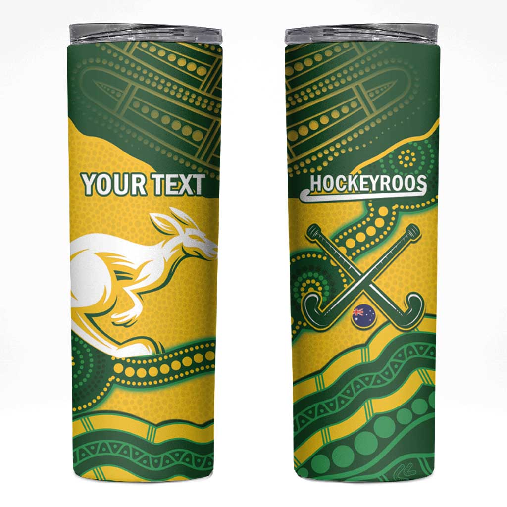 Personalised Australia Hockeyroos Skinny Tumbler Aussie Kangaroo Indigenous Art