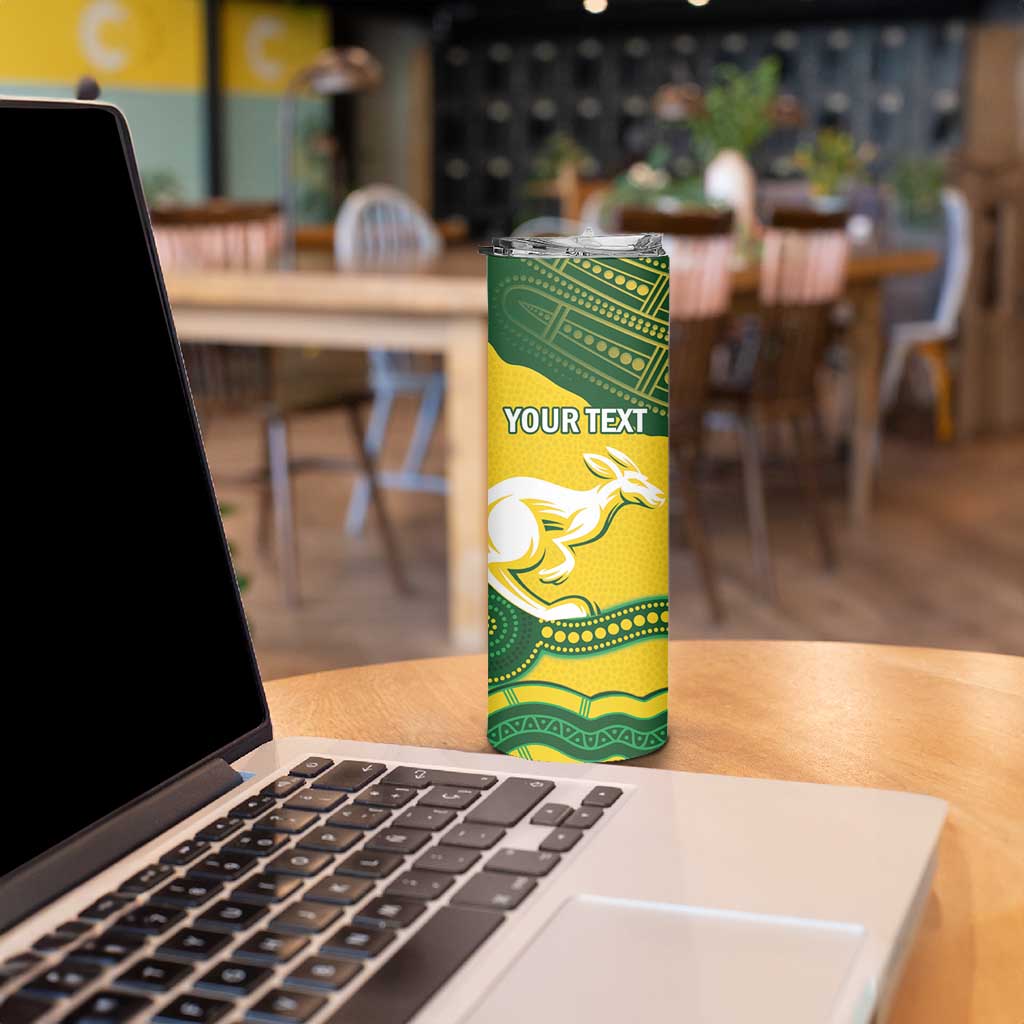 Personalised Australia Hockeyroos Skinny Tumbler Aussie Kangaroo Indigenous Art