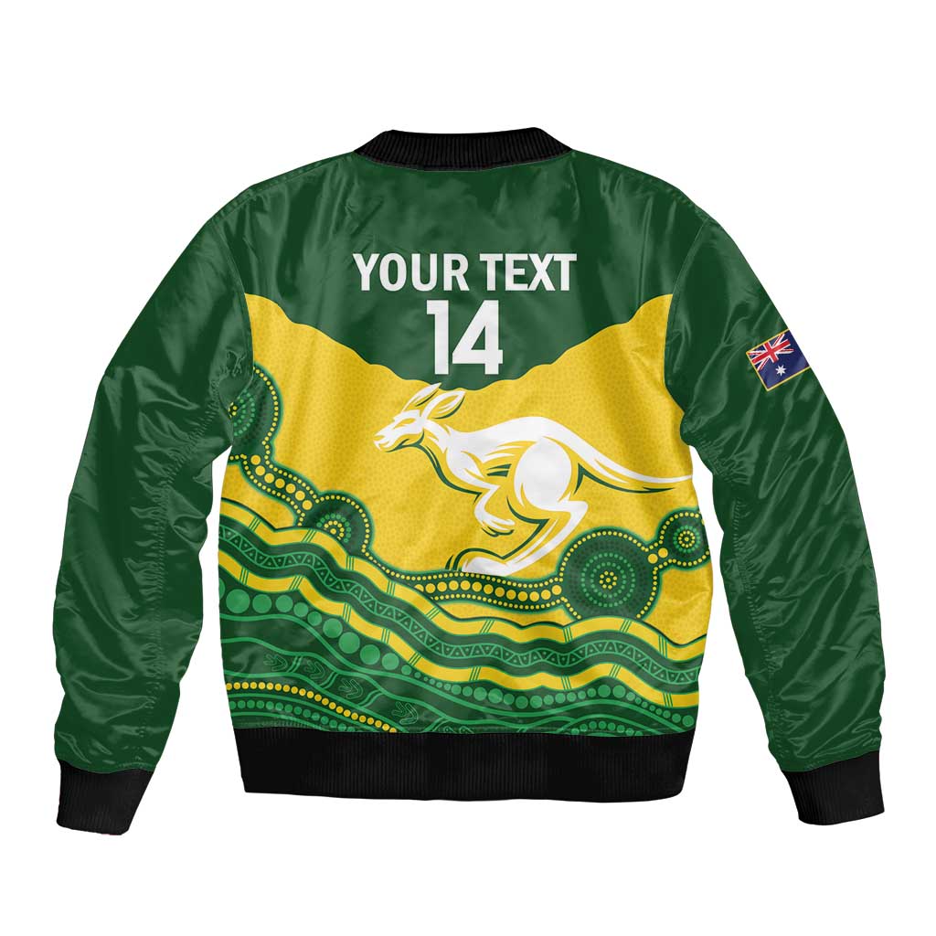 Custom Australia Hockeyroos Sleeve Zip Bomber Jacket Aussie Kangaroo Indigenous Art