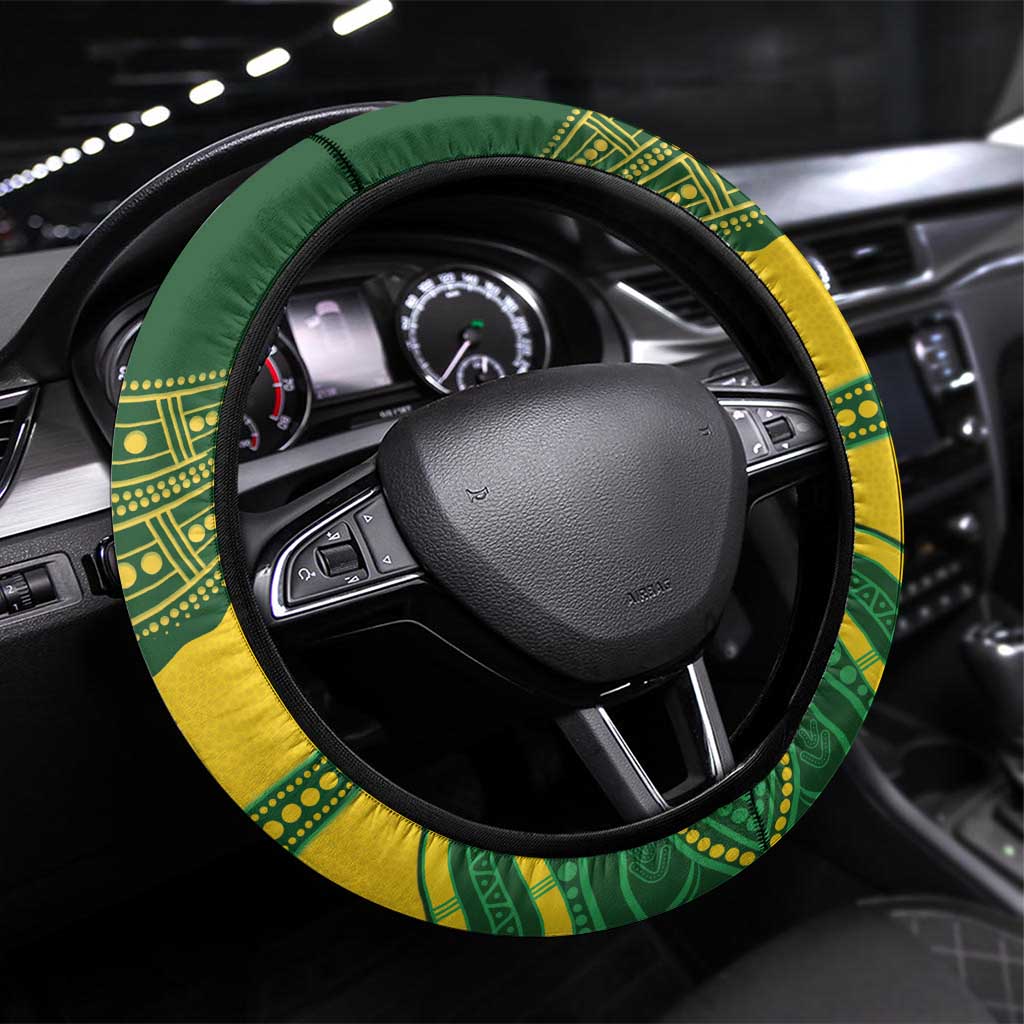Australia Hockeyroos Steering Wheel Cover Aussie Kangaroo Indigenous Art
