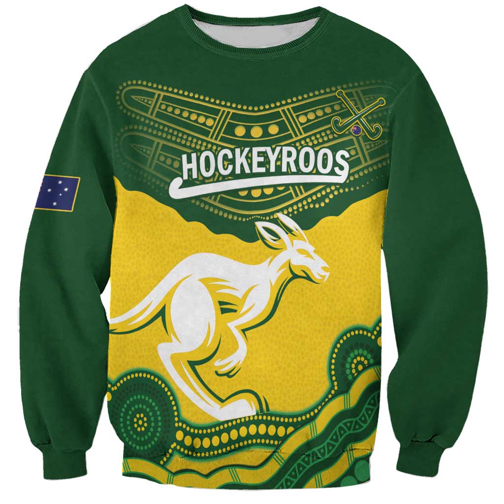 Custom Australia Hockeyroos Sweatshirt Aussie Kangaroo Indigenous Art