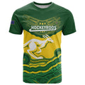 Custom Australia Hockeyroos T Shirt Aussie Kangaroo Indigenous Art