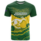 Custom Australia Hockeyroos T Shirt Aussie Kangaroo Indigenous Art