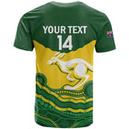 Custom Australia Hockeyroos T Shirt Aussie Kangaroo Indigenous Art