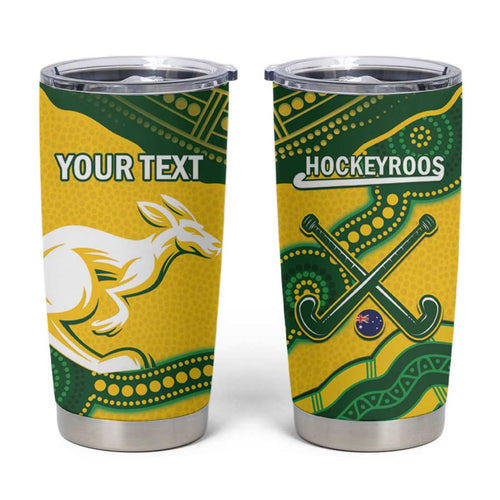 Personalised Australia Hockeyroos Tumbler Cup Aussie Kangaroo Indigenous Art
