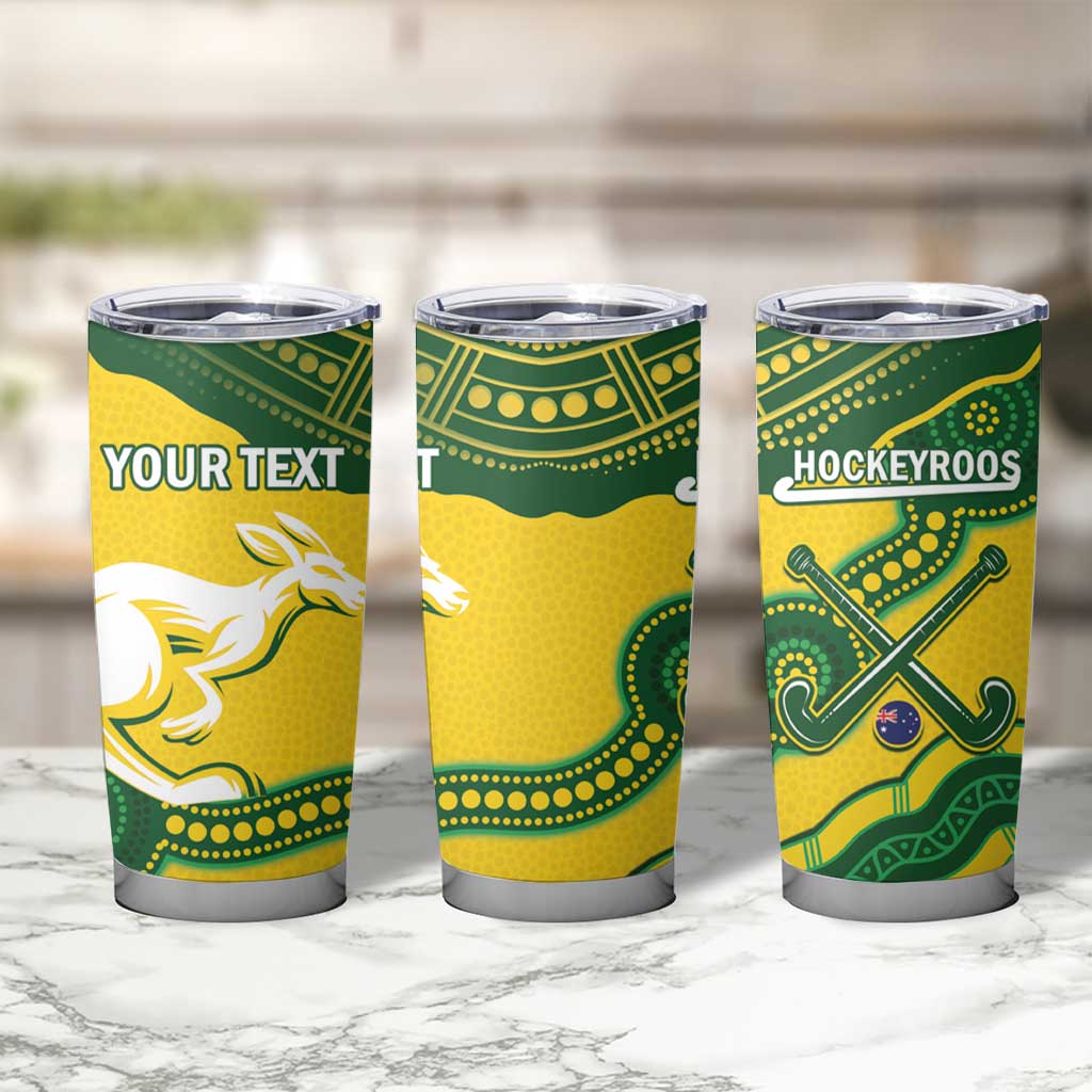 Personalised Australia Hockeyroos Tumbler Cup Aussie Kangaroo Indigenous Art