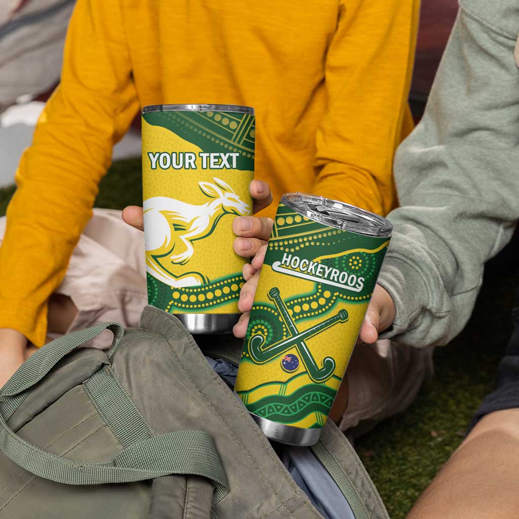 Personalised Australia Hockeyroos Tumbler Cup Aussie Kangaroo Indigenous Art