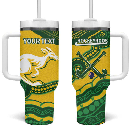 Personalised Australia Hockeyroos Tumbler With Handle Aussie Kangaroo Indigenous Art