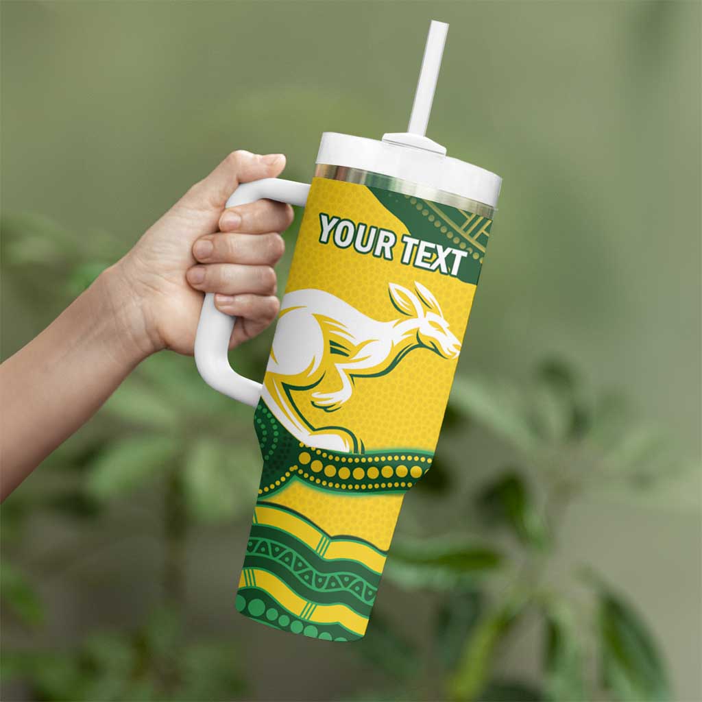 Personalised Australia Hockeyroos Tumbler With Handle Aussie Kangaroo Indigenous Art