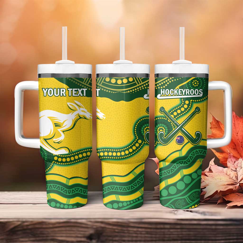 Personalised Australia Hockeyroos Tumbler With Handle Aussie Kangaroo Indigenous Art