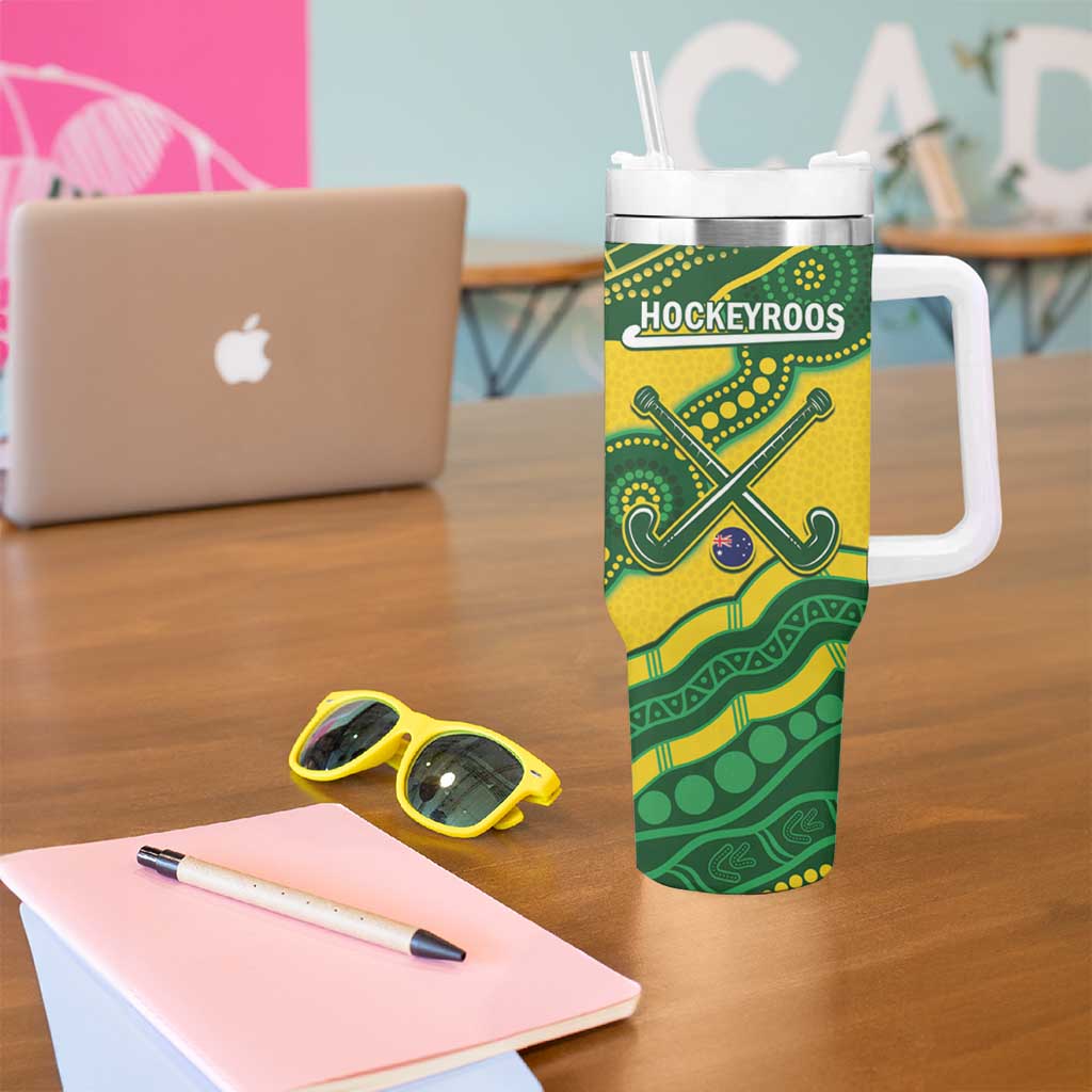 Personalised Australia Hockeyroos Tumbler With Handle Aussie Kangaroo Indigenous Art