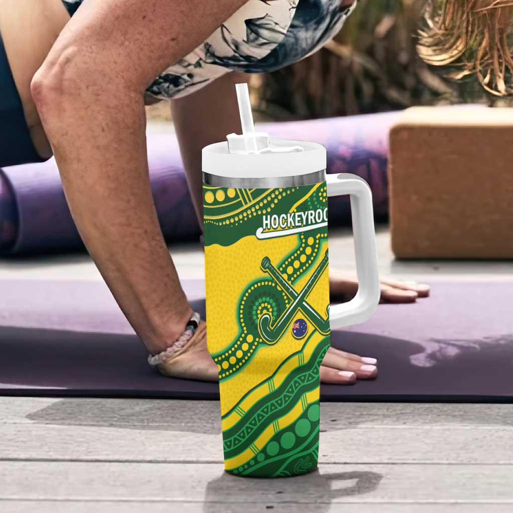 Personalised Australia Hockeyroos Tumbler With Handle Aussie Kangaroo Indigenous Art