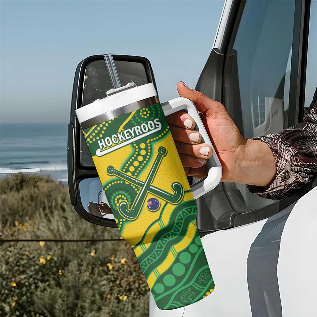 Personalised Australia Hockeyroos Tumbler With Handle Aussie Kangaroo Indigenous Art