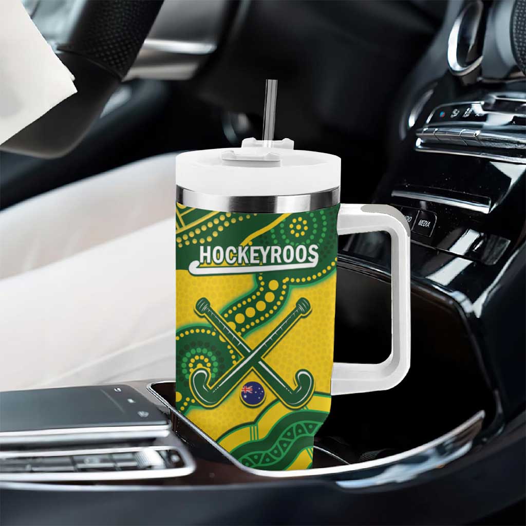 Personalised Australia Hockeyroos Tumbler With Handle Aussie Kangaroo Indigenous Art