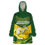 Custom Australia Hockeyroos Wearable Blanket Hoodie Aussie Kangaroo Indigenous Art