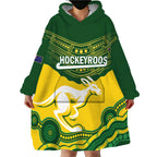 Custom Australia Hockeyroos Wearable Blanket Hoodie Aussie Kangaroo Indigenous Art