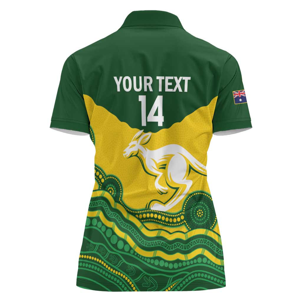 Custom Australia Hockeyroos Women Polo Shirt Aussie Kangaroo Indigenous Art