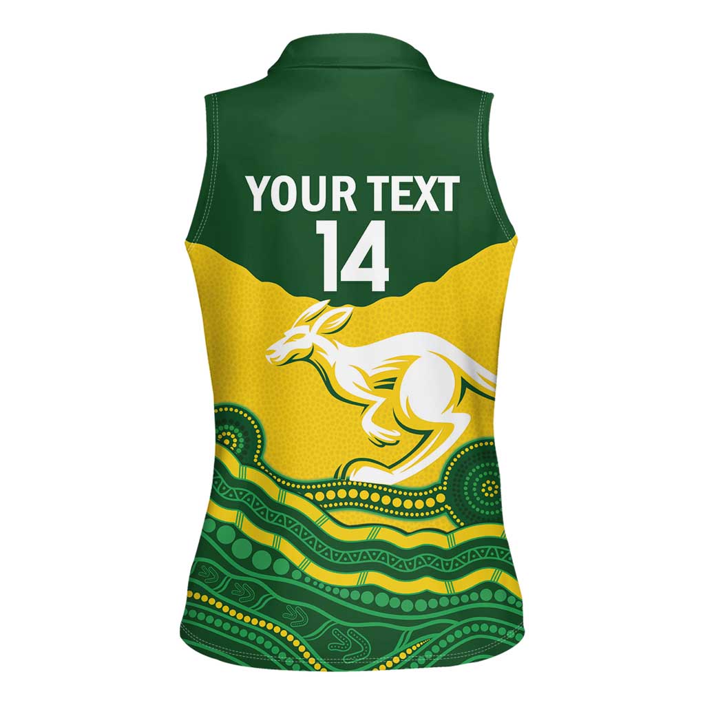 Custom Australia Hockeyroos Women Sleeveless Polo Shirt Aussie Kangaroo Indigenous Art