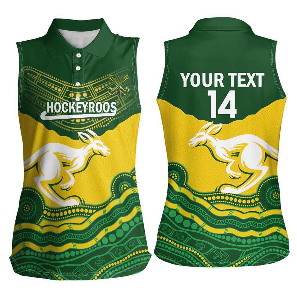 Custom Australia Hockeyroos Women Sleeveless Polo Shirt Aussie Kangaroo Indigenous Art