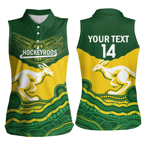 Custom Australia Hockeyroos Women Sleeveless Polo Shirt Aussie Kangaroo Indigenous Art
