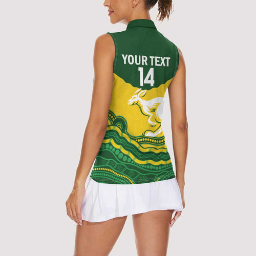 Custom Australia Hockeyroos Women Sleeveless Polo Shirt Aussie Kangaroo Indigenous Art