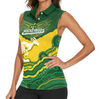 Custom Australia Hockeyroos Women Sleeveless Polo Shirt Aussie Kangaroo Indigenous Art