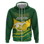 Custom Australia Hockeyroos Zip Hoodie Aussie Kangaroo Indigenous Art