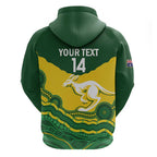 Custom Australia Hockeyroos Zip Hoodie Aussie Kangaroo Indigenous Art