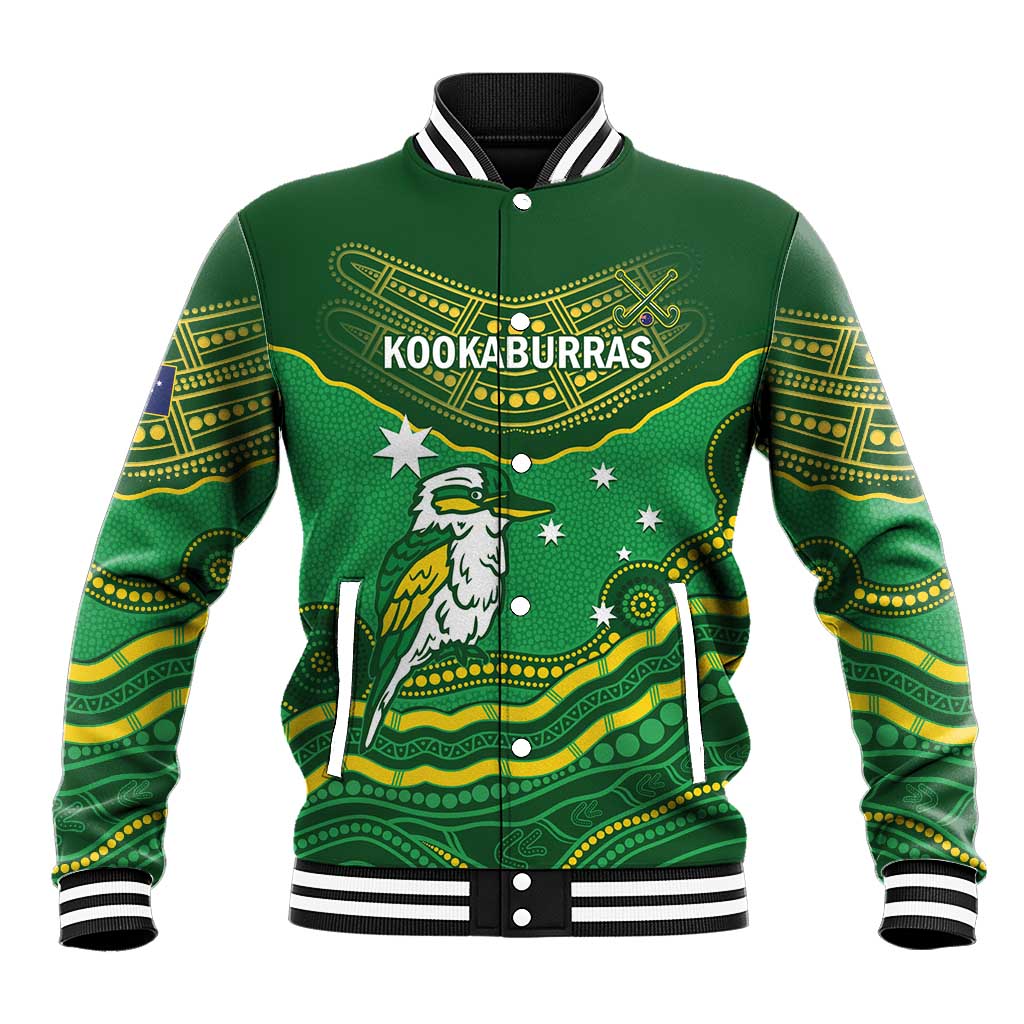 Custom Australia Kookaburras Baseball Jacket Indigenous Art