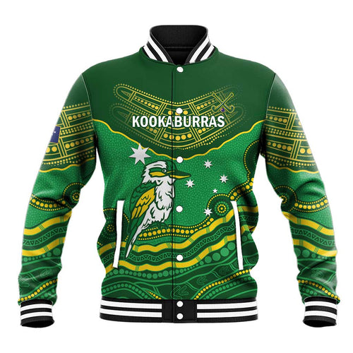Custom Australia Kookaburras Baseball Jacket Indigenous Art