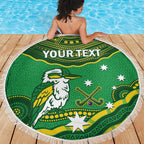 Custom Australia Kookaburras Beach Blanket Indigenous Art