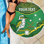 Custom Australia Kookaburras Beach Blanket Indigenous Art