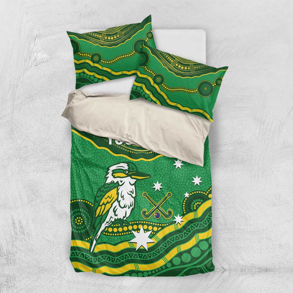 Custom Australia Kookaburras Bedding Set Indigenous Art