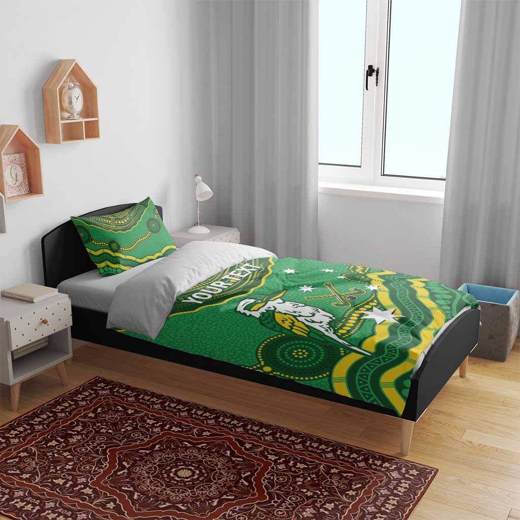 Custom Australia Kookaburras Bedding Set Indigenous Art
