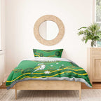 Custom Australia Kookaburras Bedding Set Indigenous Art