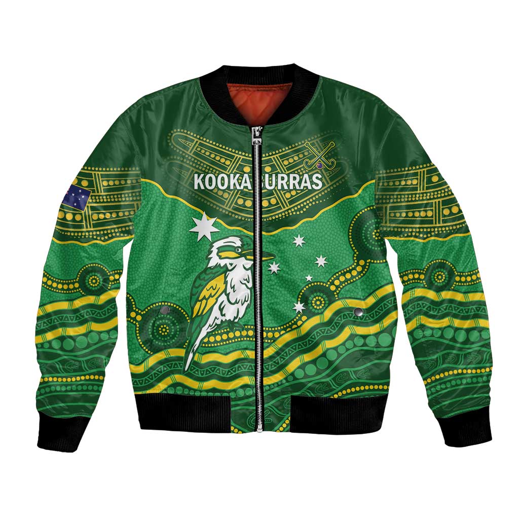 Custom Australia Kookaburras Bomber Jacket Indigenous Art
