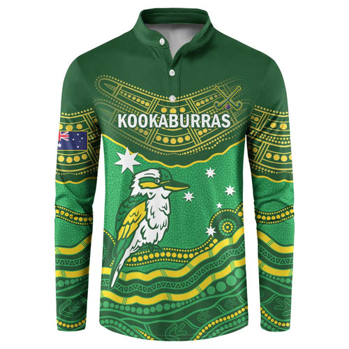 Custom Australia Kookaburras Button Sweatshirt Indigenous Art