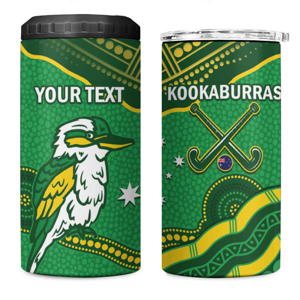 Personalised Australia Kookaburras 4 in 1 Can Cooler Tumbler Indigenous Art